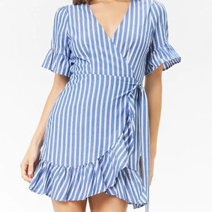 Forever 21 Blue Ruffle Wrap Dress